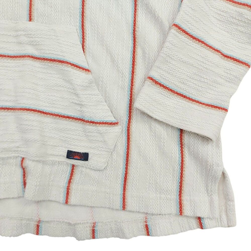 Faherty Baja Hoodie Womens Small White Striped Cotton V-Neck  Top Nautical Beach - Picture 4 of 11